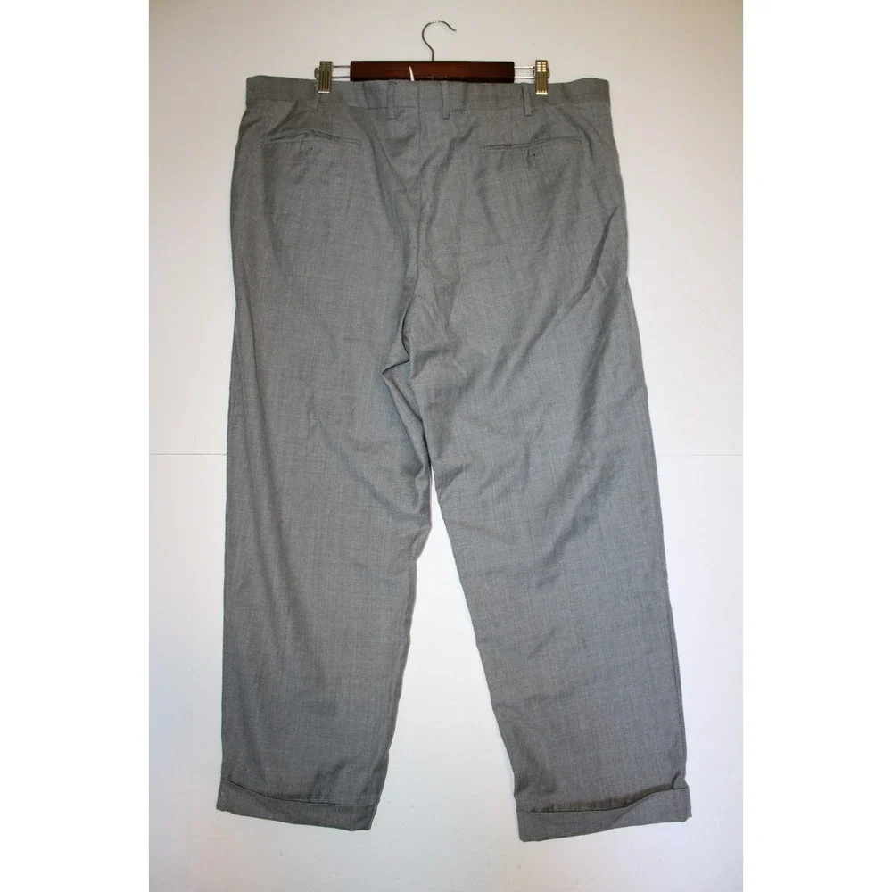 Zanella Quattro Lame Gray 100% Wool Flat Front Trousers Dress Pants 42